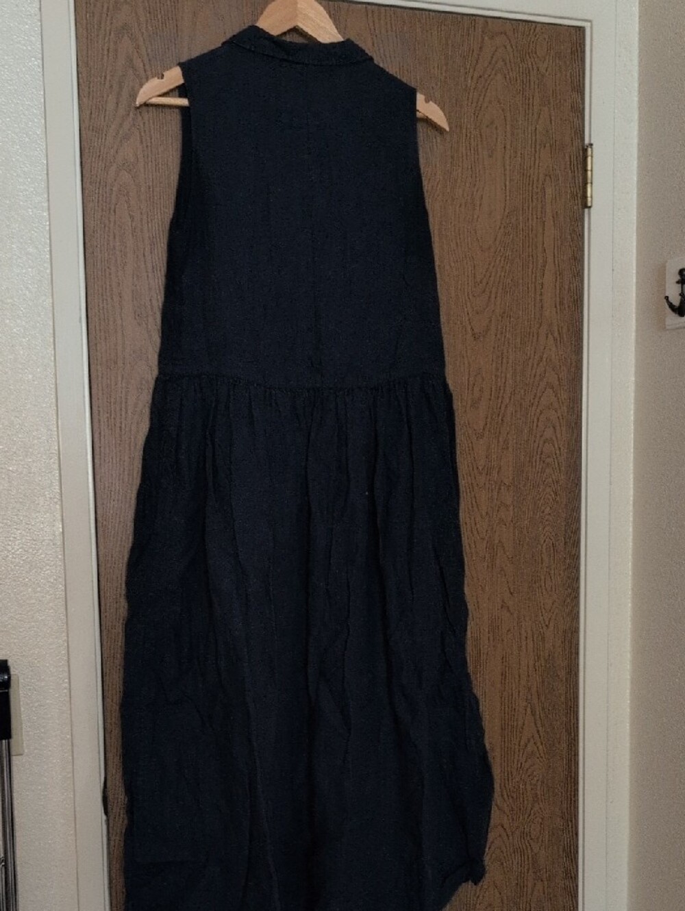 Frank & Eileen Navy 100% Linen Sleeveless Collared Maxi Sundress - Picture 6 of 8